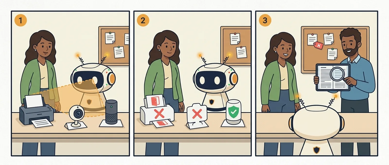 Storyboard: Default Passwords in three steps.