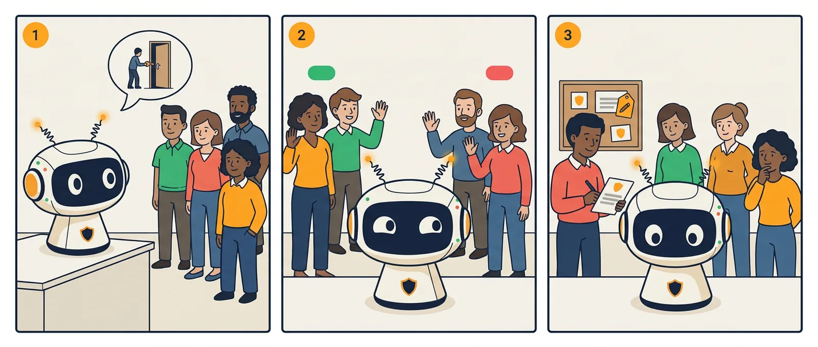 Storyboard: Permission Before Hacking in three steps.