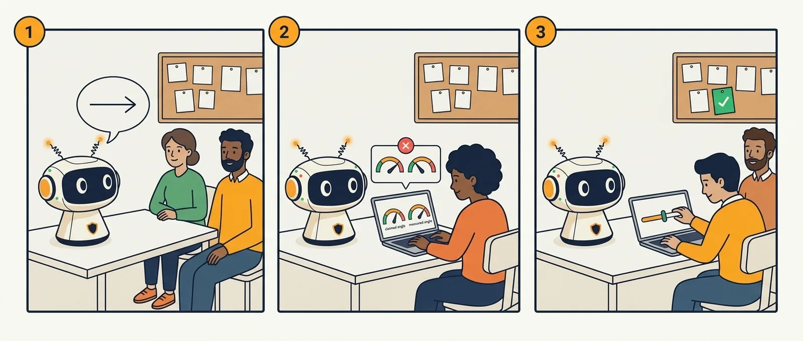 Storyboard: Trust but Verify in three steps.